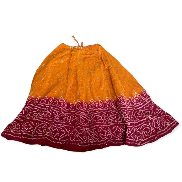Indian Cotton Boolywood Maxi Lehenga Skirt Red - orange Size 6 to 12 Diwali. - Picture 1 of 8